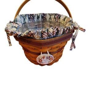 Longaberger 2000 May Series Morning Glory Basket Set+Prot.+Liner+Tie On 11th Ed.